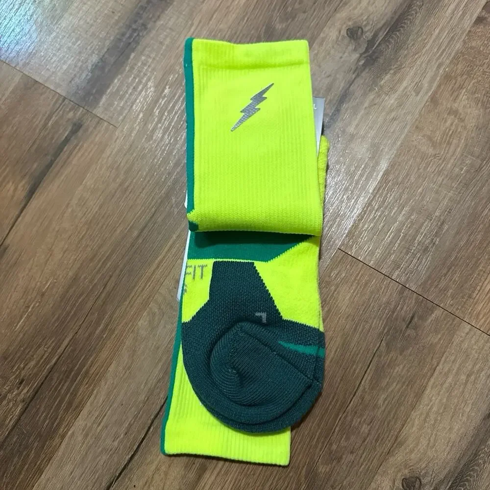 2013 Nike KD Hyper Elite Cushioned Basketball Dri-Fit Vintage Volt Crew Socks